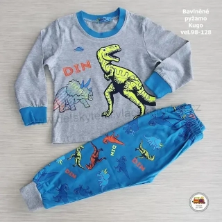 Chlapecké pyžamo Kugo MP-1752 Dinosaurus na šedé vel. 98