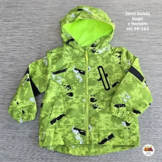 Šusťáková jarní bunda s fleesovou podšívkou Kugo B1950 zelená vel. 98-104