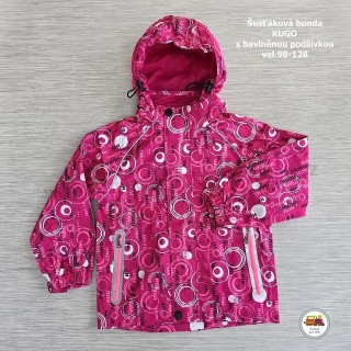 Šusťáková jarní bunda s bavlněnou podšívkou Kugo B1204 růžová V3 vel. 98