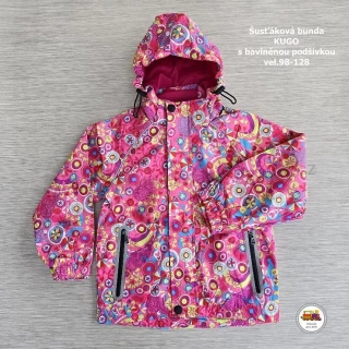 Šusťáková jarní bunda s bavlněnou podšívkou Kugo B1204 růžová V1 vel.122