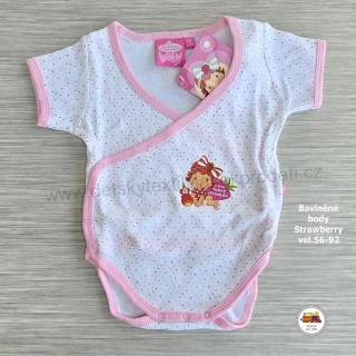 Kojenecké body bavlněné zavinovací /26/ Jahůdka - Strawberry krátký rukáv vel. 86