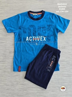 Chlapecké pyžamo letní Kugo M0107 ACTIVEX na tyrkysové vel.140
