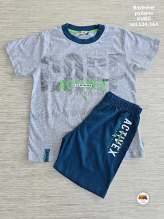 Chlapecké pyžamo letní Kugo M0107 ACTIVEX na šedé vel.140