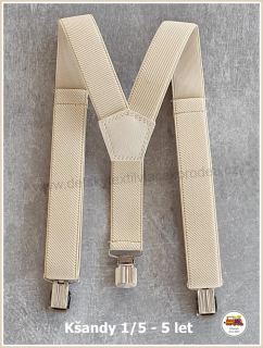 Dětské kšandy/šle světle béžové - bílá káva č.17A