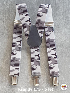 Dětské kšandy/šle Maskáčové šedé č.11