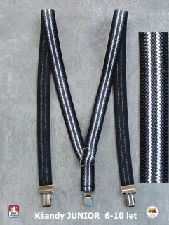 Dětské kšandy, šle JUNIOR šedý proužek 9J