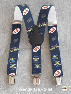 Dětské kšandy/šle Formule 1 tmavě modrá č.19
