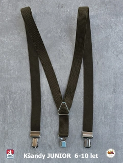 Dětské kšandy, šle JUNIOR khaki zelené 5J