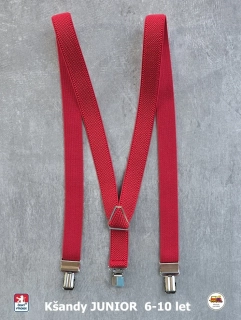 Dětské kšandy, šle JUNIOR červené 3J