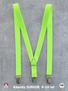 Dětské kšandy, šle JUNIOR neónově zelené 2J