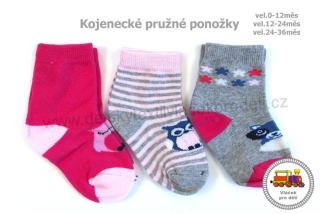 Ponožky pružné tenčí dívčí ZTY-6218 3 páry 24-36měs. (1-2roky)