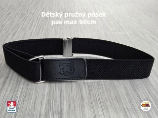 Dětský pásek dívčí č.13 pružný černý s kočkou