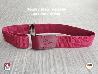 Dětský pásek dívčí č.12 pružný tmavě růžový s kytičkou