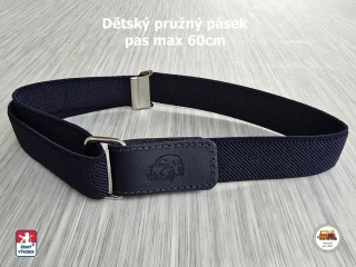 Dětský pásek chlapecký č.8 pružný nejtmavší modrý s autem
