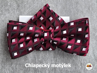 Dětský motýlek chlapecký vínový s kapesníčkem č.22