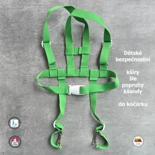 Kšíry, šle, kšandy, bezpečnostní popruhy do kočárku Koka NEW zelené č.17