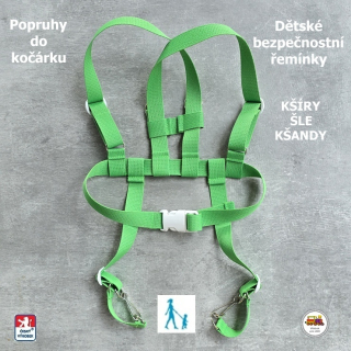 Kšíry, šle, kšandy, bezpečnostní popruhy do kočárku Koka NEW zelené č.17