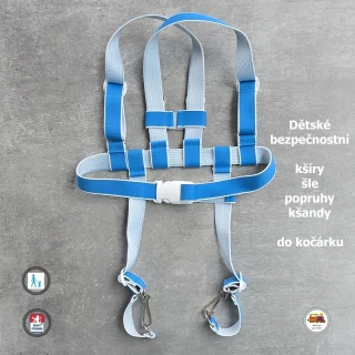 Kšíry, šle, kšandy, bezpečnostní popruhy do kočárku Koka světle modré č.13