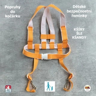 Kšíry, šle, kšandy, bezpečnostní popruhy do kočárku Koka (podšité filcem) oranžové č.12