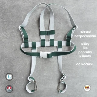Kšíry, šle, kšandy, bezpečnostní popruhy do kočárku Koka středně zelené č. 9