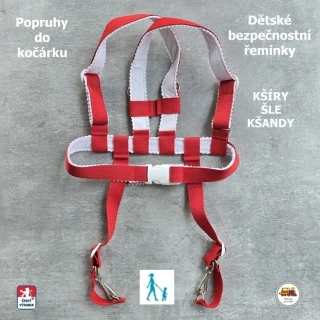 Kšíry, šle, kšandy, bezpečnostní popruhy do kočárku Koka (podšité filcem) červené č. 8