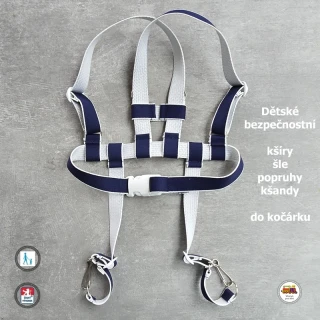 Kšíry, šle, kšandy, bezpečnostní popruhy do kočárku Koka tmavě modré č. 6