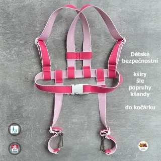 Kšíry, šle, kšandy, bezpečnostní popruhy do kočárku Koka světlejší růžové č. 4