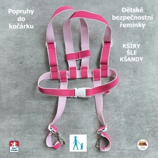Kšíry, šle, kšandy, bezpečnostní popruhy do kočárku Koka NEW růžové č. 4