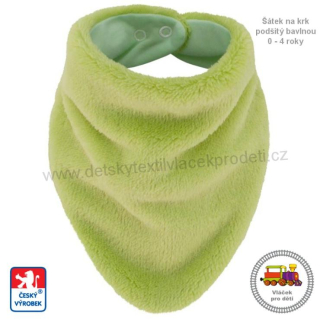 Kojenecký/dětský šátek na krk Lara podšitý bavlnou č. 7 limetkově zelený