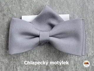 Dětský motýlek chlapecký šedý s kapesníčkem č.75
