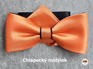 Dětský motýlek chlapecký oranžovo modrý s kapesníčkem č.78