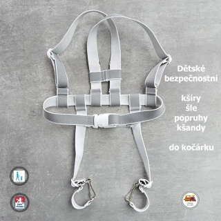 Kšíry, šle, kšandy, bezpečnostní popruhy do kočárku Koka světlejší šedé č. 2