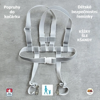Kšíry, šle, kšandy, bezpečnostní popruhy do kočárku Koka NEW šedé č. 2