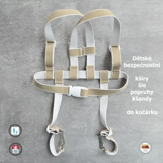 Kšíry, šle, kšandy, bezpečnostní popruhy do kočárku Koka béžové č. 1