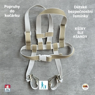 Kšíry, šle, kšandy, bezpečnostní popruhy do kočárku Koka NEW béžové č. 1