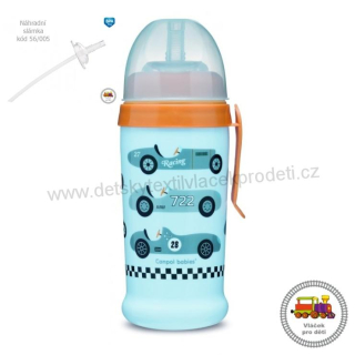 Sportovní láhev se silikonovou nevylévací slámkou AUTA 350ml světle modrá 56/516