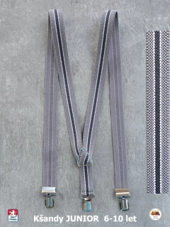 Dětské kšandy, šle JUNIOR šedý proužek 15J
