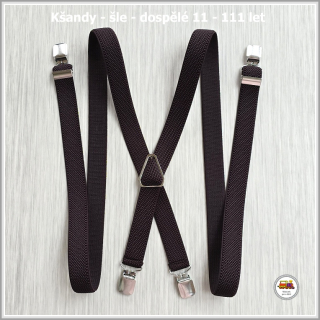Dospělé kšandy, šle pro velké kluky a holky kávově hnědé D6/34