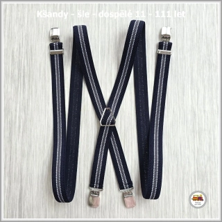 Dospělé kšandy, šle pro velké kluky a holky modrošedý pruh D9