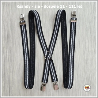Dospělé kšandy, šle pro velké kluky a holky šedočerný pruh D11