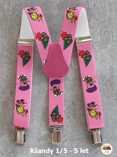 Dětské kšandy/šle Želvy na růžové č.45