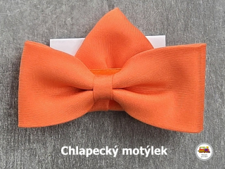 Dětský motýlek chlapecký oranžový s kapesníčkem č.85