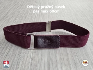 Dětský pásek č.6 pružný vínový/bordó s kytičkou