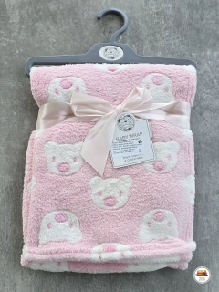 Dětská deka do kočárku Baby Wrap /č.11/ Medvídek růžovobílý