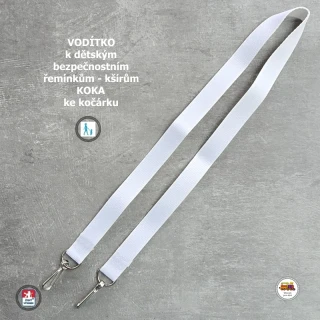 Vodítko - vodící popruh na kšíry, šle, kšandy, bezpečnostní popruhy do kočárku Koka bílé č.20