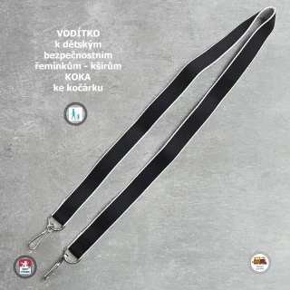Vodítko - vodící popruh na kšíry, šle, kšandy, bezpečnostní popruhy do kočárku Koka černé č.19
