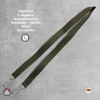 Vodítko - vodící popruh na kšíry, šle, kšandy, bezpečnostní popruhy do kočárku Koka khaki zelené č.18