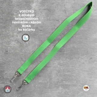 Vodítko - vodící popruh na kšíry, šle, kšandy, bezpečnostní popruhy do kočárku Koka zelené č.17