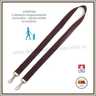 Vodítko - vodící popruh na kšíry, šle, kšandy, bezpečnostní popruhy do kočárku Koka NEW čokoládově hnědé č.16