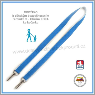 Vodítko - vodící popruh na kšíry, šle, kšandy, bezpečnostní popruhy do kočárku Koka NEW světle modré č.13